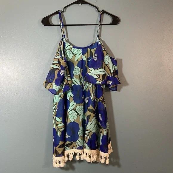 ANTHROPOLOGIE Judith March Top‎ Flutter Sleeve Woman Small Floral Tassels Resort - Picture 4 of 8